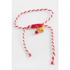 Kırlangıç Kristal Marteniçka Makrome İp Bileklik-Kırmızı