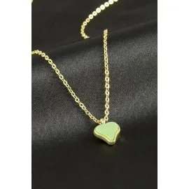 Kalp Polyester Kolye-Yeşil