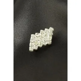 Zikzak Taşlı Broş-Gümüş Rengi