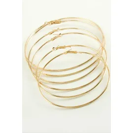 İnce Boru Metal Halka Küpe 6 Adet-Sarı