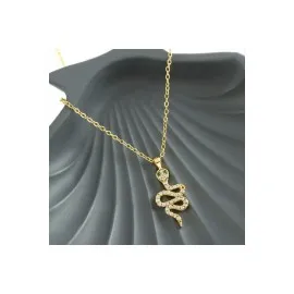 Yılan Zirkon Taşlı Yeni Sezon Kolye-Sarı