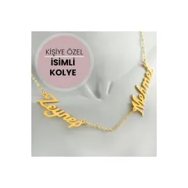 Kişiye Özel Çift İsim Yazılı Kolye-Sarı