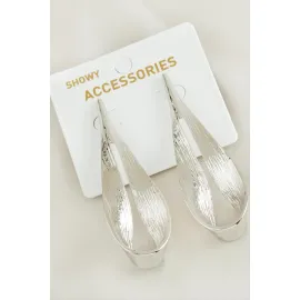 Oval Yeni Sezon Metal Küpe-Gümüş Rengi