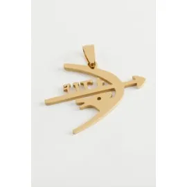 Ok Yay Çelik Kolye Ucu 4 Cm-Sarı