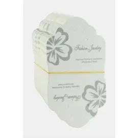 Büyük Çiçek Kolye Kartı 200 Adet-Beyaz