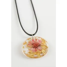 Papatya Epoksi Kolye-Pembe