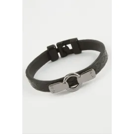 Halka Kaliteli Suni Deri Bileklik-Siyah