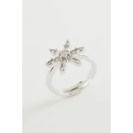 Lotus Zirkon Taşlı Yüzük-Gümüş Rengi