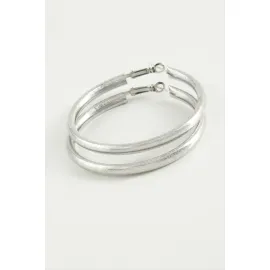 Simli Boru Halka Küpe 4,5 cm-Gümüş Rengi