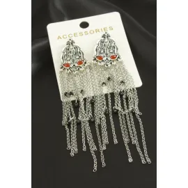 Metal Zr Model Küpe-Gümüş Rengi