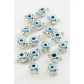 Nazar Çift Kulplu Mineli Bileklik Ve Kolye Ucu Aparatı 1 Adet-Açık Mavi