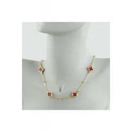 Çiçek Mineli Yeni Sezon Zincir Kolye 45 cm-Mavi