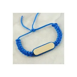 Ahşap Makrome Örgülü Bileklik-Mavi