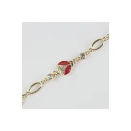 Uğur Böceği Figürlü Taşlı Metal Bileklik-Sarı