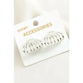 Yelpaze Trend Metal Küpe-Gümüş Rengi