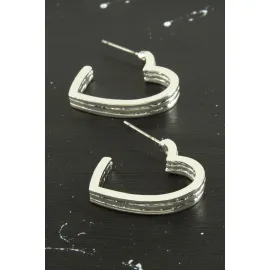 Kalp Trend Metal Küpe-Gümüş Rengi