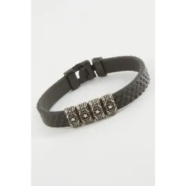 Yıldız Kaliteli Suni Deri Bileklik-Siyah