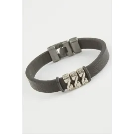 Kaliteli Suni Deri Bileklik-Siyah