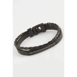 Sonsuzluk Kaliteli Suni Deri Bileklik-Siyah