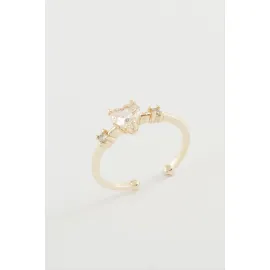 Kalp Zirkon Taşlı Yüzük-Gümüş Rengi