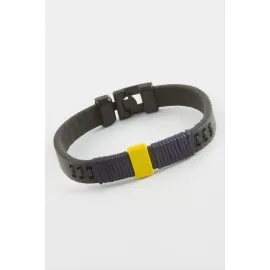 Taraftar Kaliteli Suni Deri Bileklik-Sarı