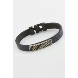 Noktalı Kaliteli Suni Deri Bileklik-Lacivert