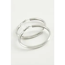 Boru Halka Küpe 5,5 Cm-Gümüş Rengi