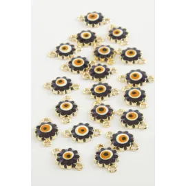 Çiçek Çift Kulplu Mineli Bileklik Ve Kolye Ucu Aparatı 1 Adet-Lacivert