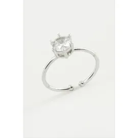 Zirkon Tektaşlı Yüzük-Gümüş Rengi