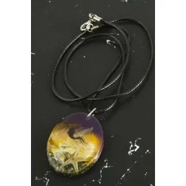 Deniz Kızı Oval Epoksi Kolye-Mor