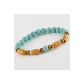 Turkuaz Ahşap Trend Yeni Sezon Doğaltaşlı Bileklik-Turkuaz