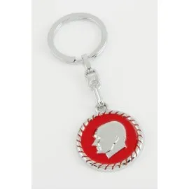 Atatürk Metal Anahtarlık-Gümüş Rengi