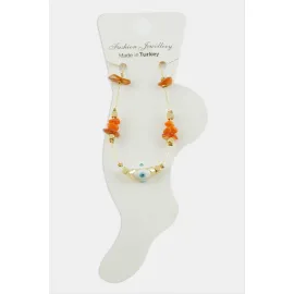 Nazar Göz Kırık Doğaltaşlı Halhal-Turuncu