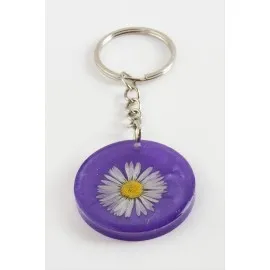 Papatya Epoksi Anahtarlık-Mor