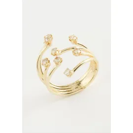 Ağaç Zirkon Taşlı Yüzük-Gümüş Rengi