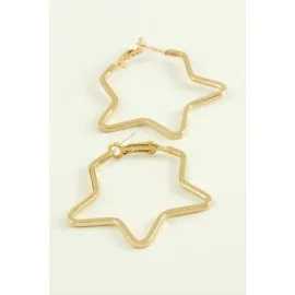 Yıldız Halka Küpe 4 Cm-Sarı