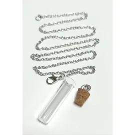 Mantar Kapaklı Boş Fanus Canlı Kolye-Gümüş Rengi