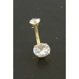 Yuvarlak Zirkon Taşlı Çelik Piercing 1 Adet-Sarı