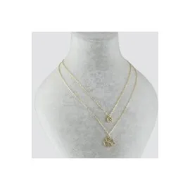 Yonca Figürlü İkili Kolye-Sarı