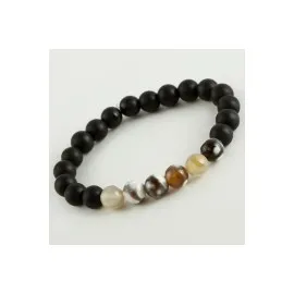 Akik - Mat Onix Doğaltaş Bileklik-Siyah