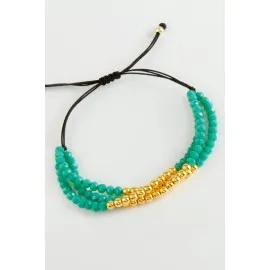 Top Metal Üçlü Kristal Bileklik-Yeşil