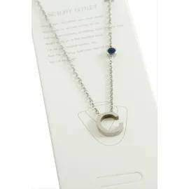 Gümüş Renkli Harfli Çelik Kolye-C