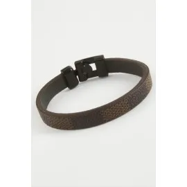 Kaliteli Suni Deri Bileklik-Kahverengi