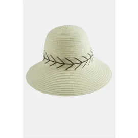 Fiyonglu Hasır Şapka-Krem