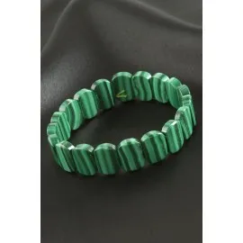 Oval Kesim Orjinal Malahit Doğaltaşlı Bileklik-Yeşil