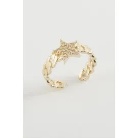 Yıldız Zirkon Taşlı Yüzük-Gümüş Rengi