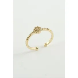 Yuvarlak Zirkon Taşlı Yüzük-Gümüş Rengi