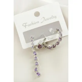 3 Adet Kalp Zirkon Taşlı Küpe-Gümüş Rengi