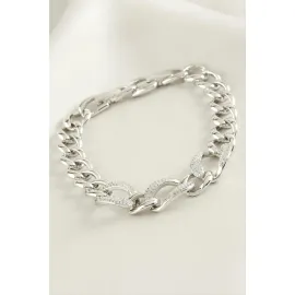 Xuping Oval Zirkon Taşlı Lüks Çelik Bileklik-Gümüş Rengi