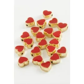 Kalp Mineli Bileklik Ve Kolye Ucu Aparatı 1 Adet-Kırmızı